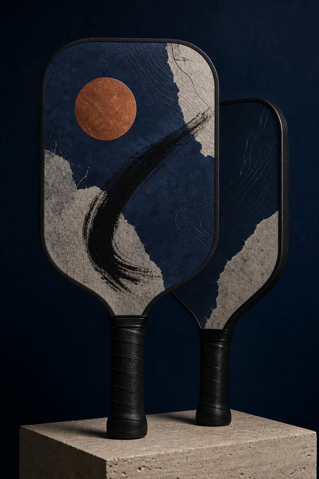 Front and back artist-series paddle mockups used during concept review