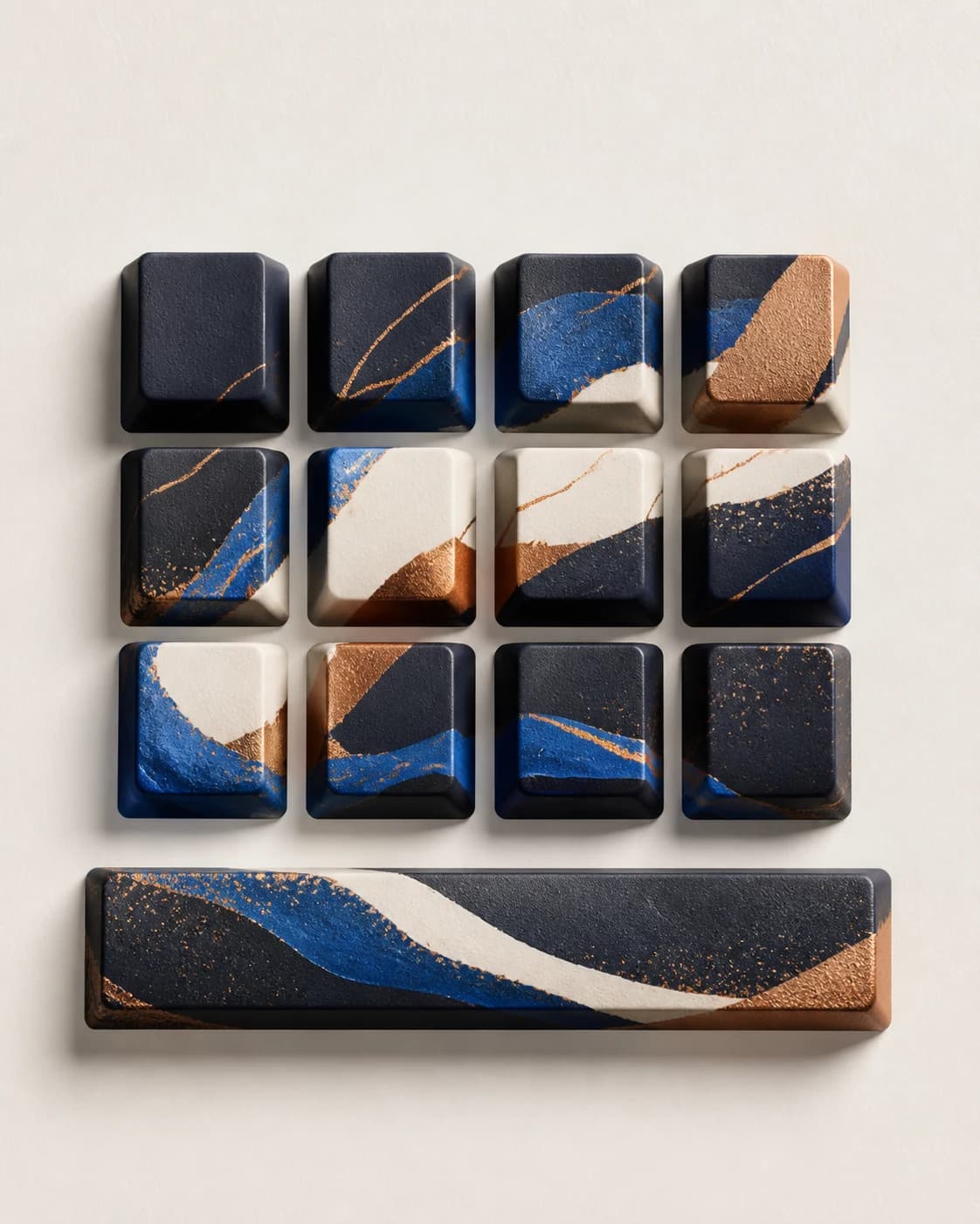 Coordinated custom gaming keycap set on a premium mechanical keyboard